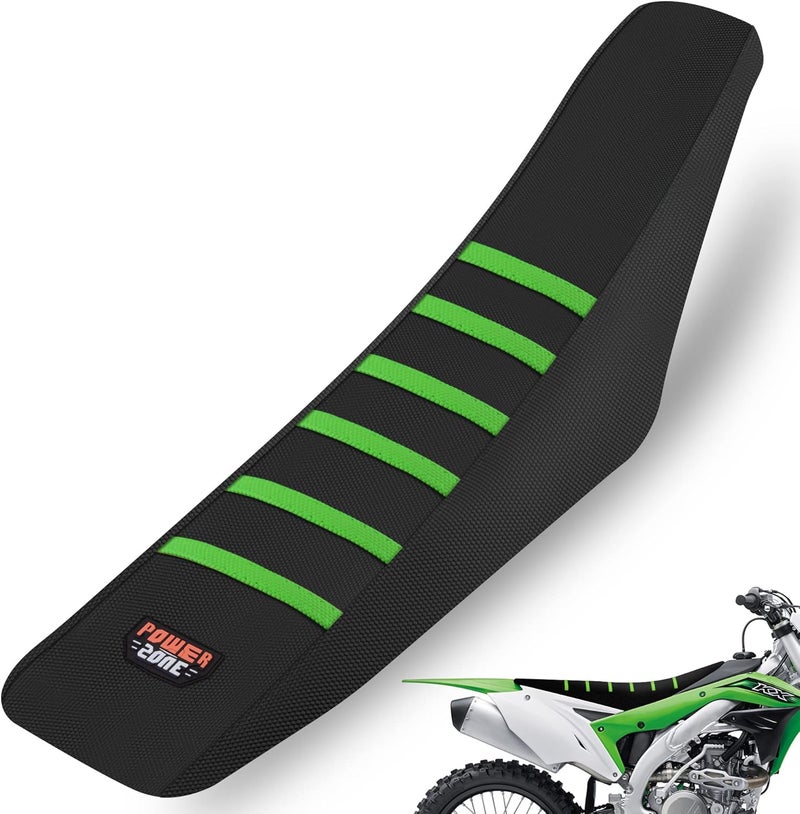 fewfuss Universial Dirt Bike Seat Cover - Soft Ribbed Rubber Seat Covers for Motorcross Enduro Green - Image 1